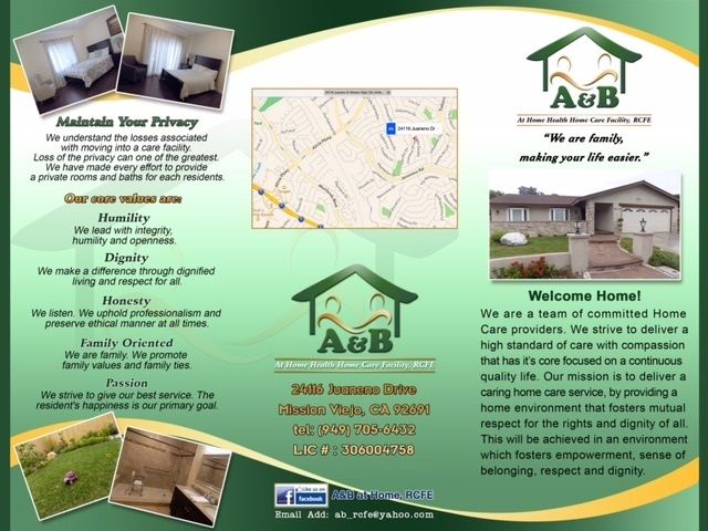 Gallery Image for A&B AT HOME HEALTH HOME CARE FACILITY RCFE in MISSION VIEJO, CA