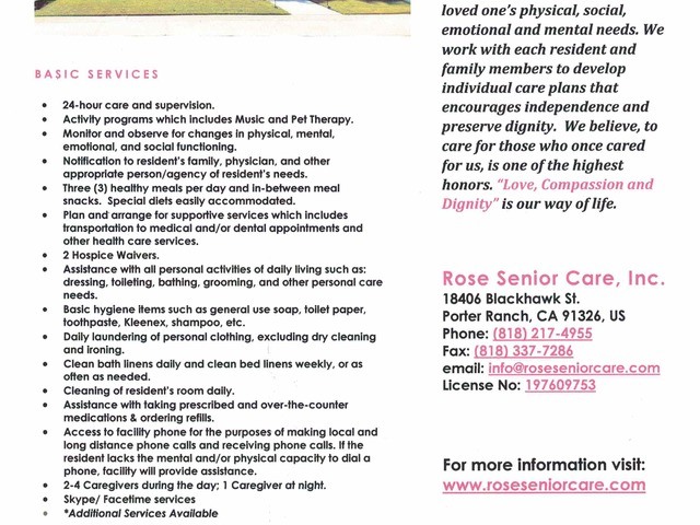 Gallery Image for Rose Senior Care in Porter Ranch, CA