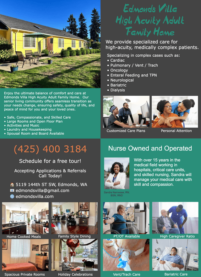 Edmonds Villa High Acuity Adult Family Home Adult Family Home in Edmonds, WA