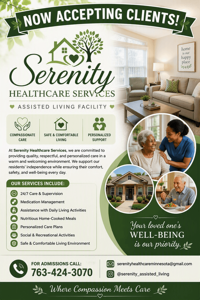 Serenity Healthcare Services Assisted Living Home in Brooklyn Park, MN