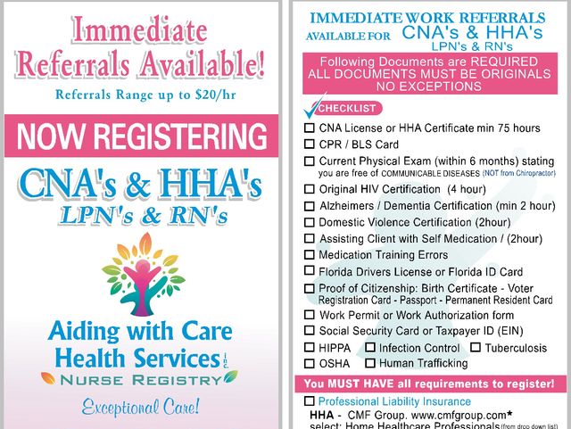 AIDING WITH CARE home care agency in Oakland Park , FL