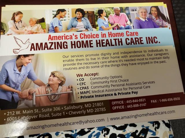 AMAZING HOME HEALTHCARE INC home care agency in Cheverly, MD