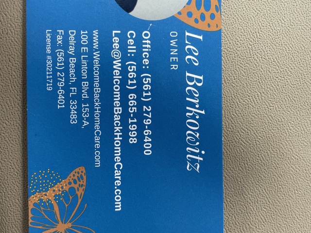 WELCOME BACK HOME CARE INC home care agency in Delray Beach, FL